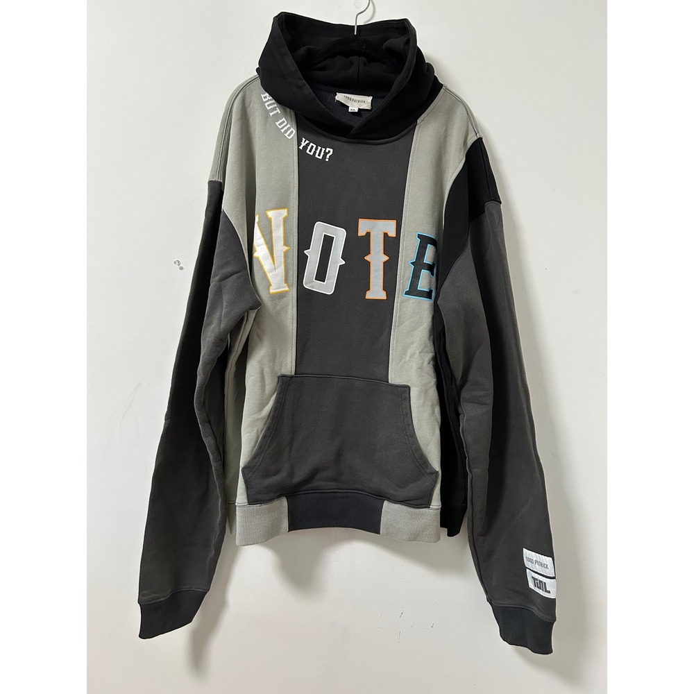 Todd Patrick Vote Colorblock Hoodie Mens XXL Grey Black Streetwear